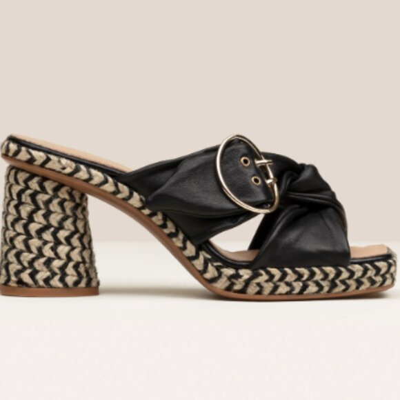 Gaimo Black Jute Wide Heeled Clog with Tubular Heel Size - Picture 3 of 10